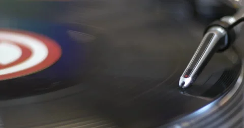 Vinyl disc on turntable close up Stock Footage 62308442