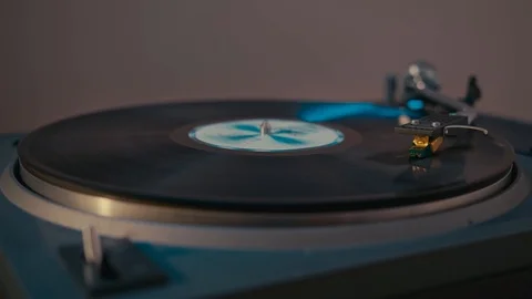 A vinyl disc on the turntable, record player Video stock 128424794