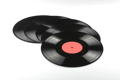 Vinyl discs on white background Stock Photos