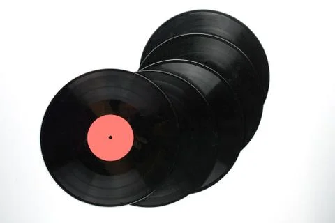 Vinyl discs on white background Stock Photos
