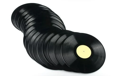 Vinyl discs on white background Stock Photos