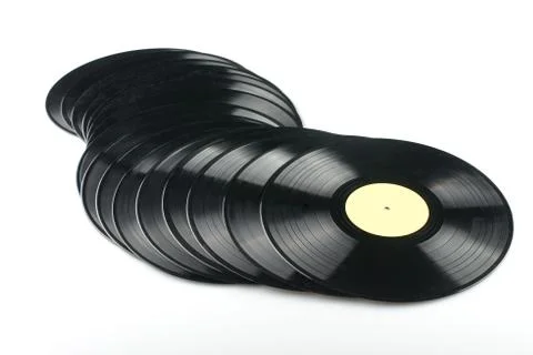 Vinyl discs on white background Stock Photos