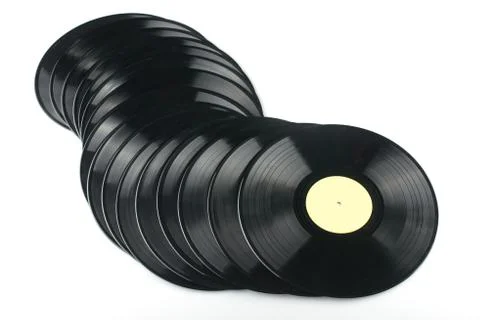 Vinyl discs on white background Stock Photos