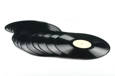 Vinyl discs on white background Stock Photos
