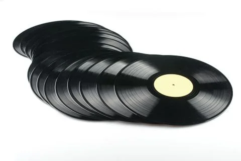 Vinyl discs on white background Stock Photos