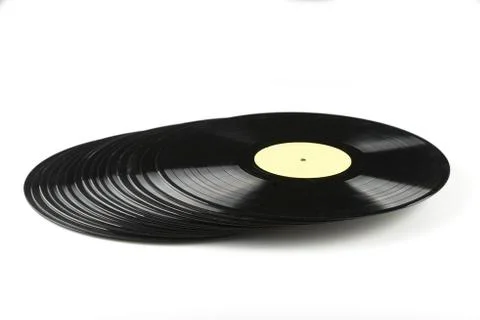 Vinyl discs on white background Stock Photos