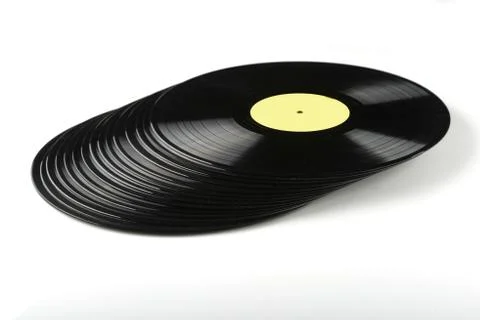 Vinyl discs on white background Stock Photos