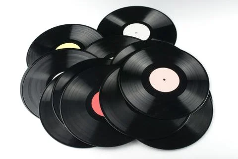 Vinyl discs on white background Stock Photos