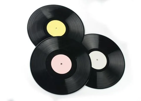 Vinyl discs on white background Stock Photos