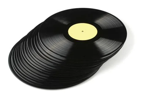 Vinyl discs on white background Stock Photos