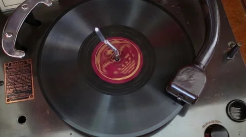 Vinyl disk spins at Garrard phonograph in Pereslavl Zalessky Stock Footage 68322368
