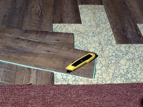 Vinyl flooring - installation Stock Photos