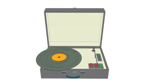 Vinyl gramophone seamless loopable 3d video clip music shop animation Stock Footage 65116772