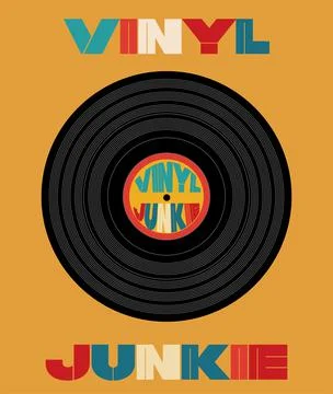 Vinyl Junkie record vector design Stock Illustration