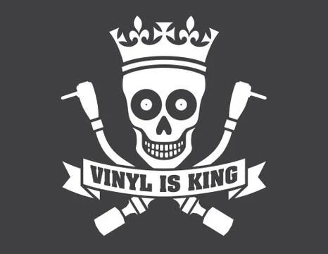 Vinyl is king, record DJ vector logo Stock Illustration