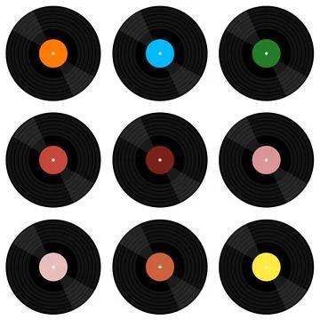 Vinyl music record. Vector illustration of a vinyl record. Retro vinyl disk. Stock Illustration