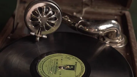 Vinyl. Old gramophone.  Stock Footage 102505183