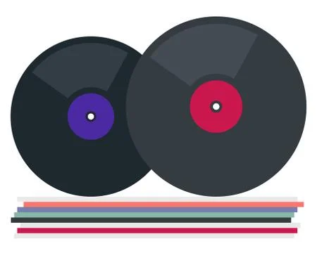 Vinyl plates of different sizes vector flat isolated Stock Illustration