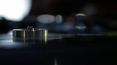 Vinyl player, close up, extreme close up, hand, needle, Stock Footage 129782770