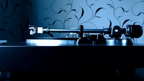 Vinyl player. Noir Stock Footage 76379887