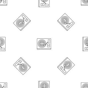 Vinyl player pattern seamless vector Stockillustratie