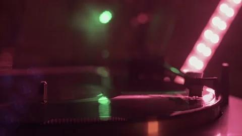 Vinyl player. Playing a record Video stock 171406379