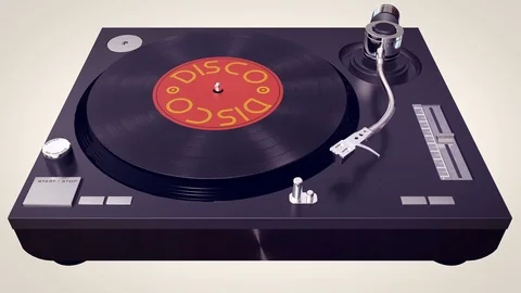 Vinyl player plays Disco disc. Retro concept Stock Footage 75646957