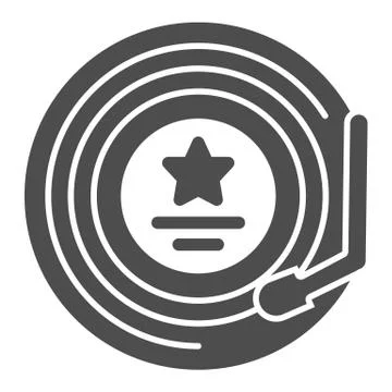 Vinyl player solid icon, Sound design concept, musical plate sign on white Stock Illustration