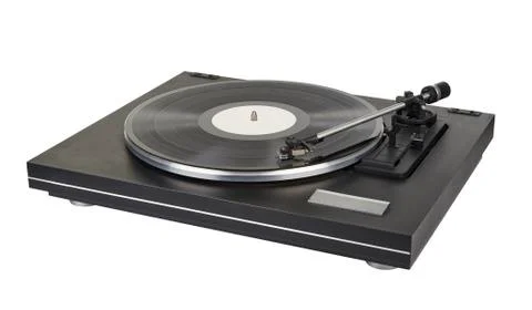 Vinyl player on white background Stock Photos