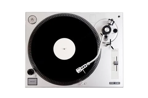 Vinyl player on white background Stock Photos