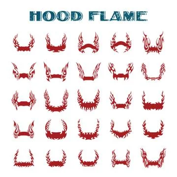 Vinyl ready flames set. Great for vehicle graphics and T-shirt decals. Stock Illustration