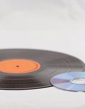 Vinyl record and CD Stock Photos