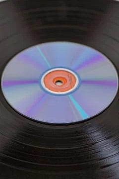 Vinyl record and CD Stock Photos