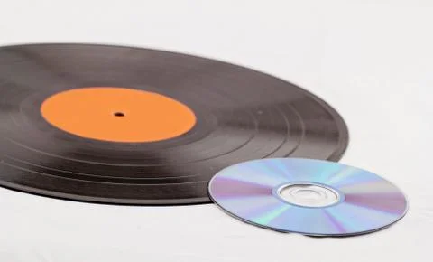 Vinyl record and CD Stock Photos