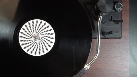 Vinyl Record and Turntable, Starting Music Playback, Top Down View Stock Footage 337982474