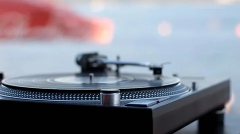 Vinyl record on the beach disco Stock Footage 51770403