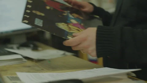 Vinyl Record Being Stock Checked &amp; Priced. Stock-Footage 136616174
