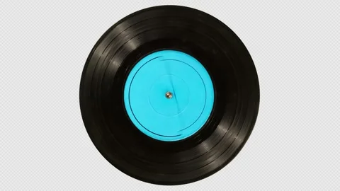 Vinyl record with blank label spins on turntable plattere Video stock 331248224