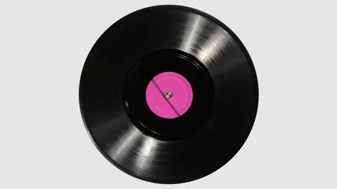 Vinyl record with blank label spins on turntable platter Stock-Footage 344744512