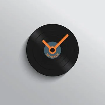 Vinyl record clock icon in trendy vintage style Stock Illustration