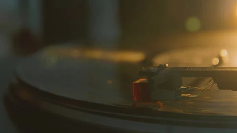 Vinyl record close-up. Old vinil black phonograph spinning. Stock Footage 252306372