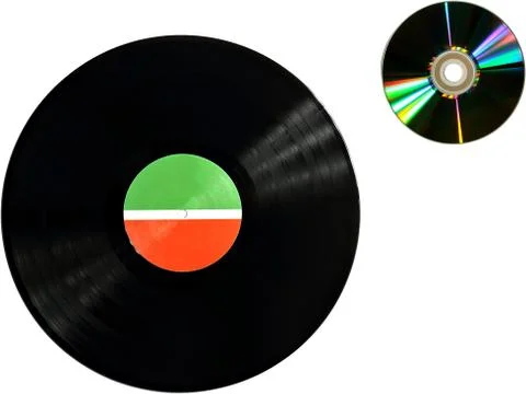 Vinyl Record with Compact Disk Foto stock