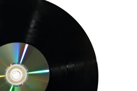 Vinyl Record with Compact Disk Stock Photos