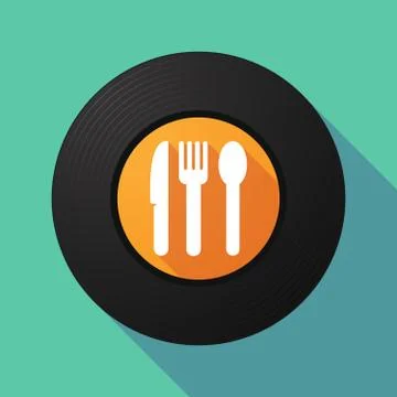 Vinyl record with cutlery Stock Illustration