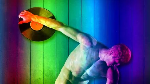 Vinyl record disc thrower Stock Illustration