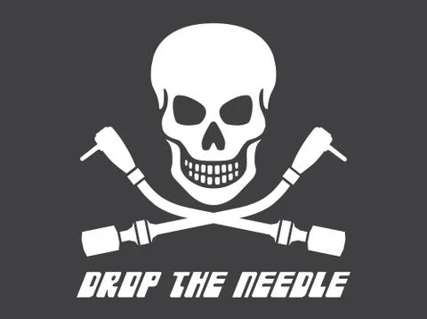 Vinyl record DJ vector skull logo Stock Illustration