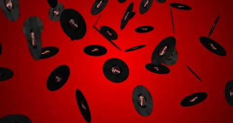 Vinyl record falling slow motion Stock Footage 88707950