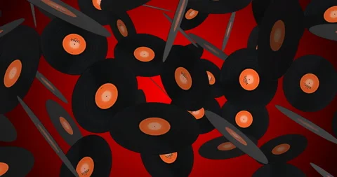 Vinyl Record falling slow motion Stockbeeldmateriaal 236939623