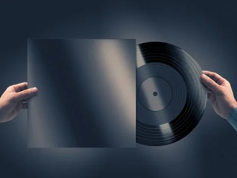 Vinyl record in hands mockup Fotos de archivo