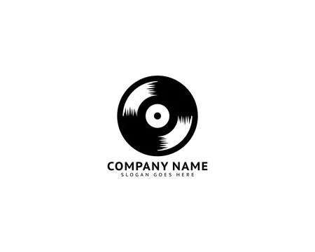 Vinyl Record Logo Template Design Vector Ilustración de archivo